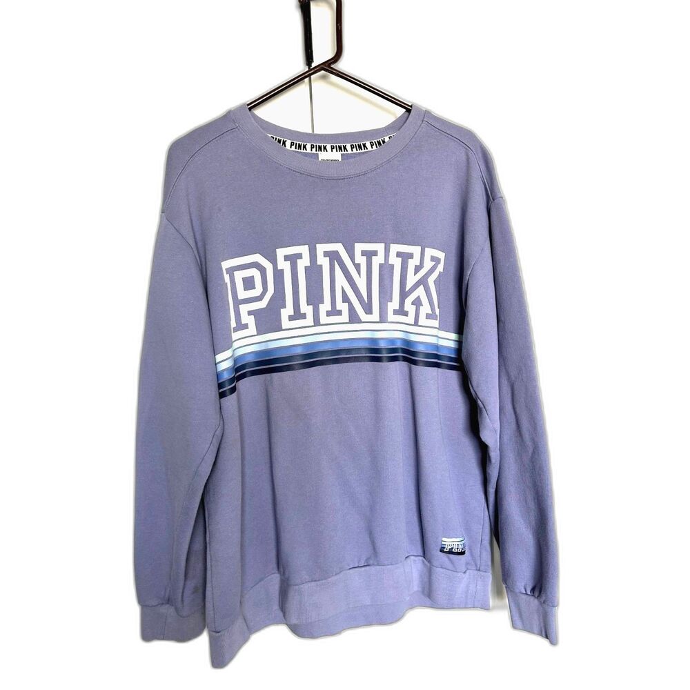 VINTAGE PINK Victoria's Secret Campus Crewneck Sweatshirt Lavender Women's Sz L